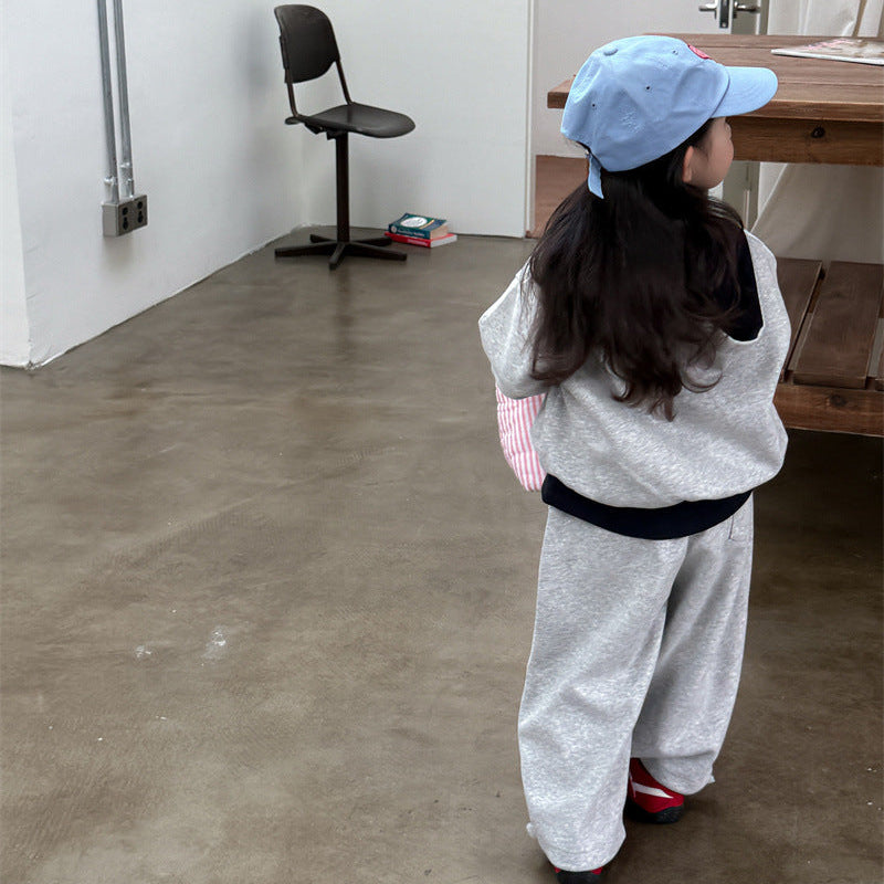 【90-140】フード付きハーフジップスウェットセットアップ