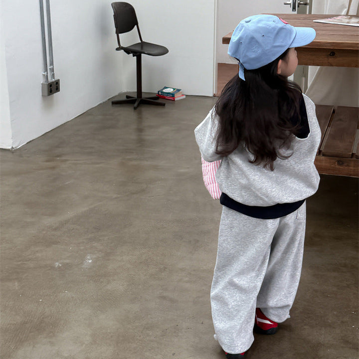 【90-140】フード付きハーフジップスウェットセットアップ