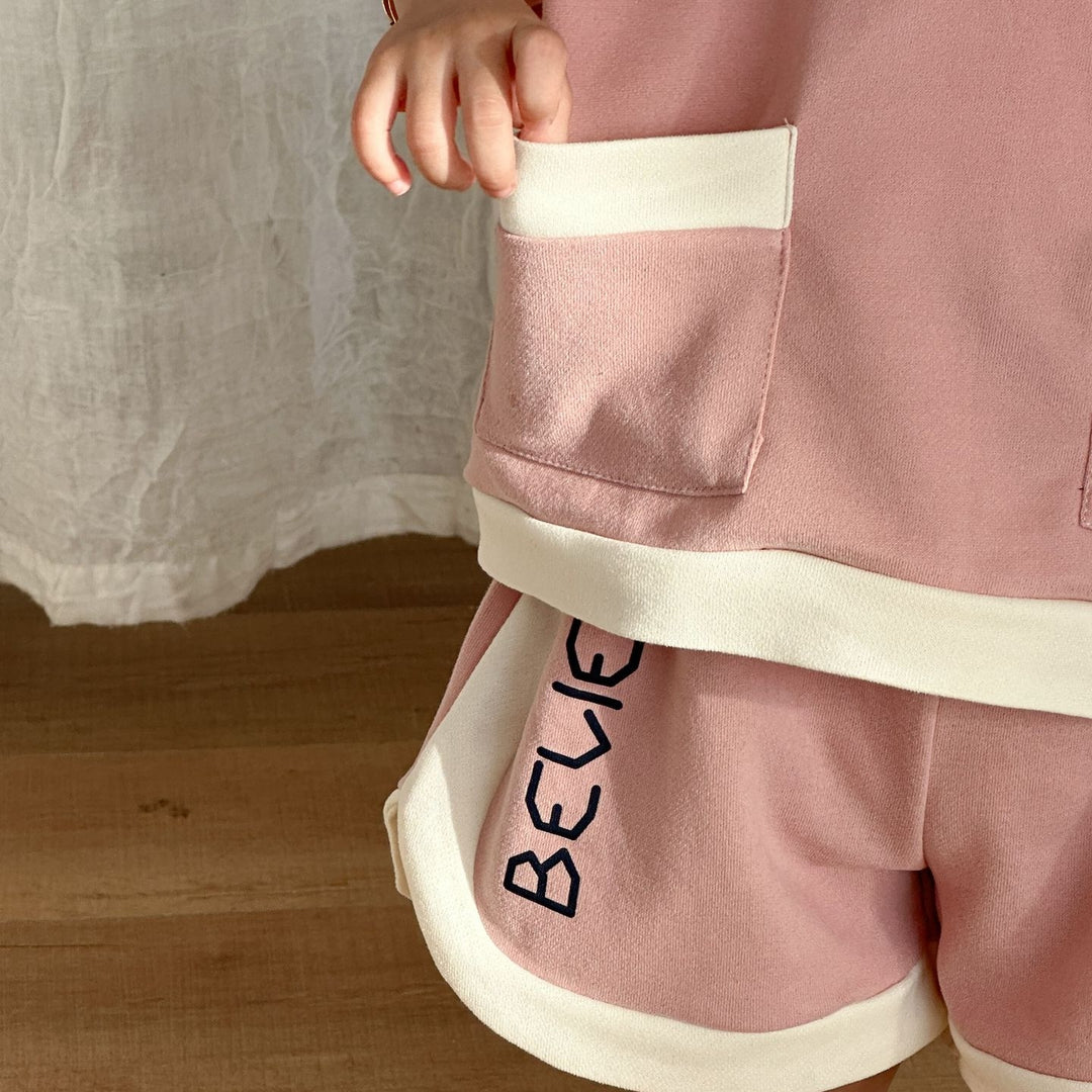 【80-150】ハーフジップ半袖セットアップ