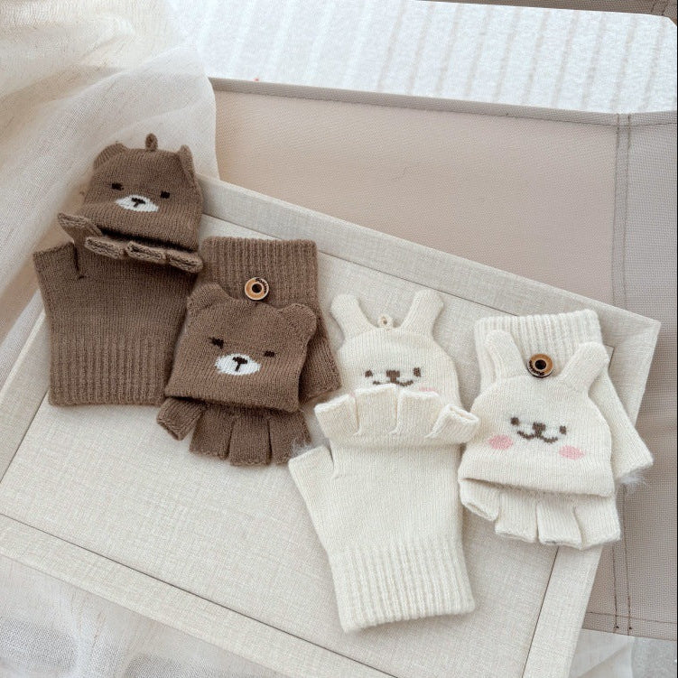 【2Y-4Y】アニマル顔指出しニットグローブ