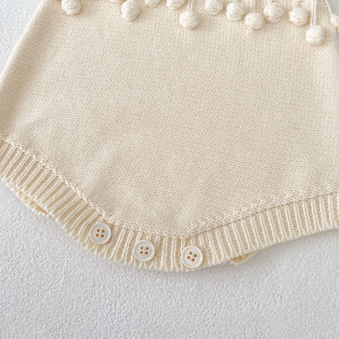 【73-100】ポンポンデザインショートロンパース