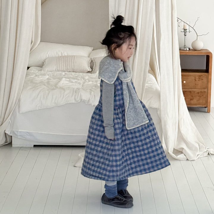 【90-150】チェック柄ノースリーブフレアワンピース