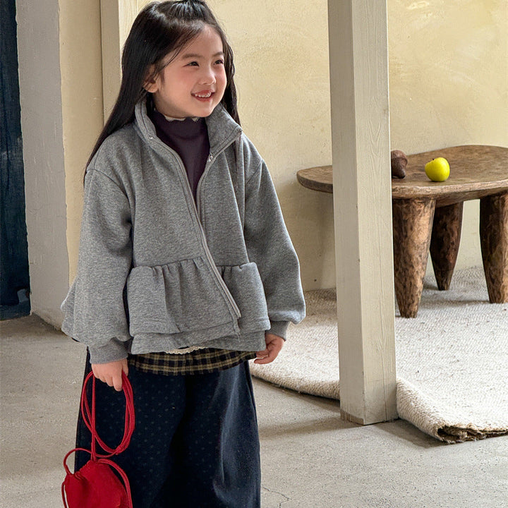 【90-140】ハイネックティアードフルジップトップス