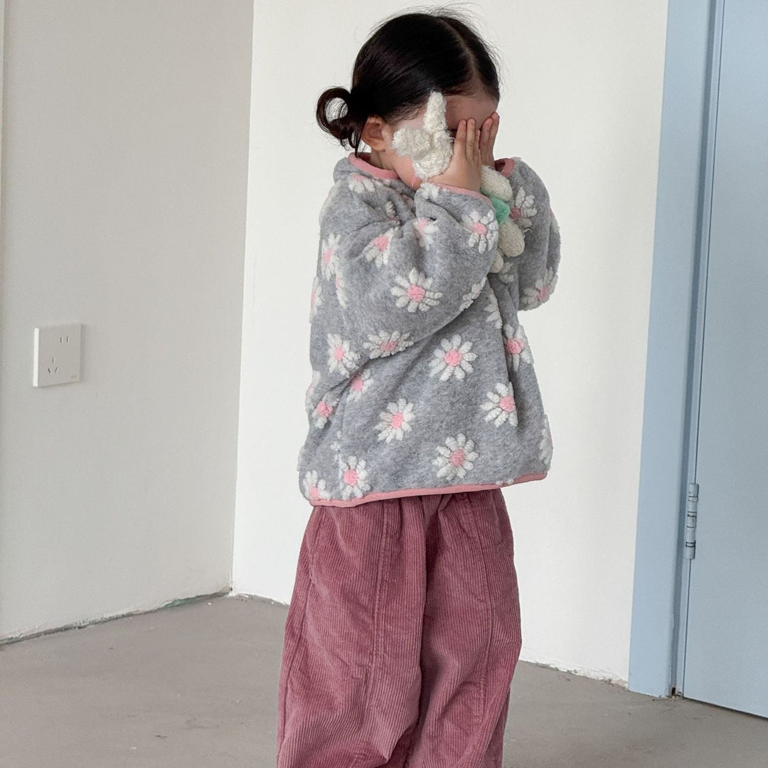 【80-150】花柄ハーフジップトップス