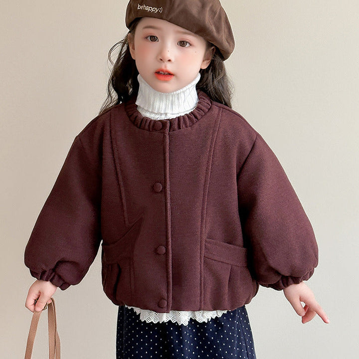 【90-140】ノーカラーギャザーブルゾン