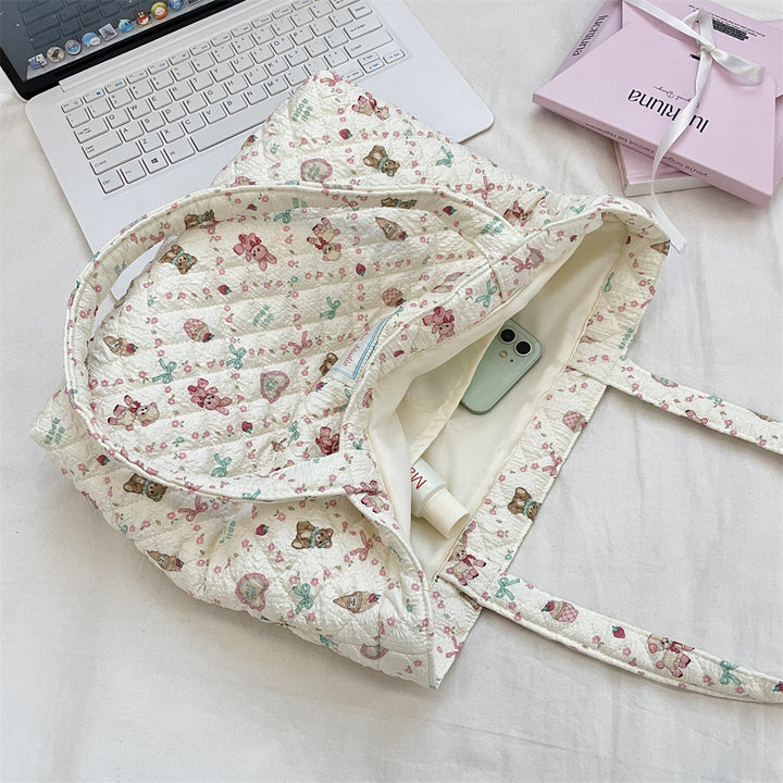 パターンプリントキルティングバッグ