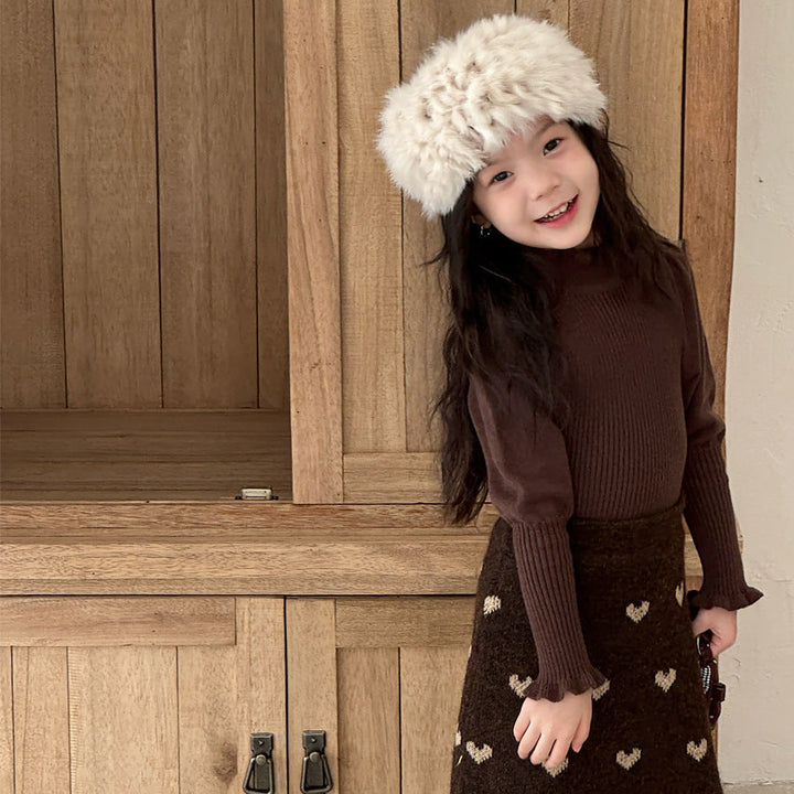 【90-150】パフスリーブハイネックセーター