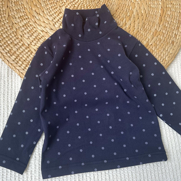 【90-140】ドット柄ハイネックカットソー
