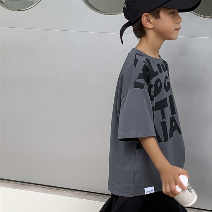 【120-150】英字デザインTシャツ