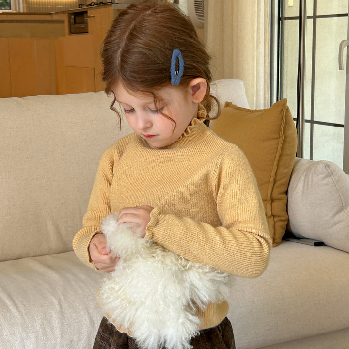 【90-150】ハイネックメロウデザインニット