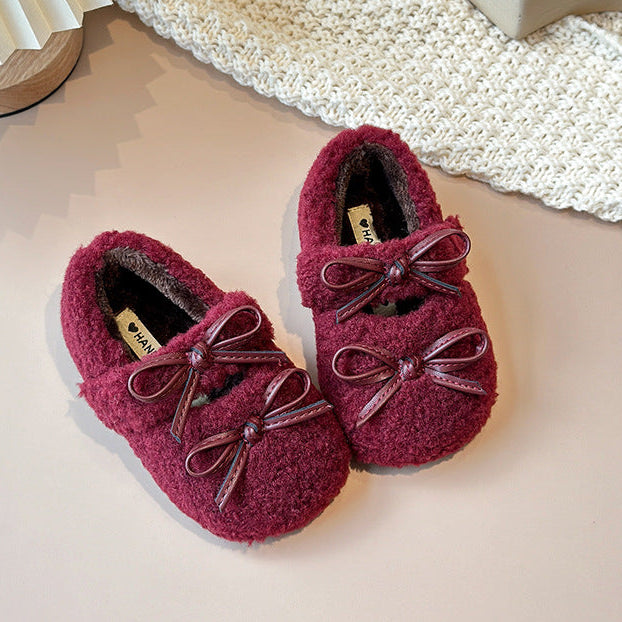 【13.5-21.0】リボンモチーフボアシューズ