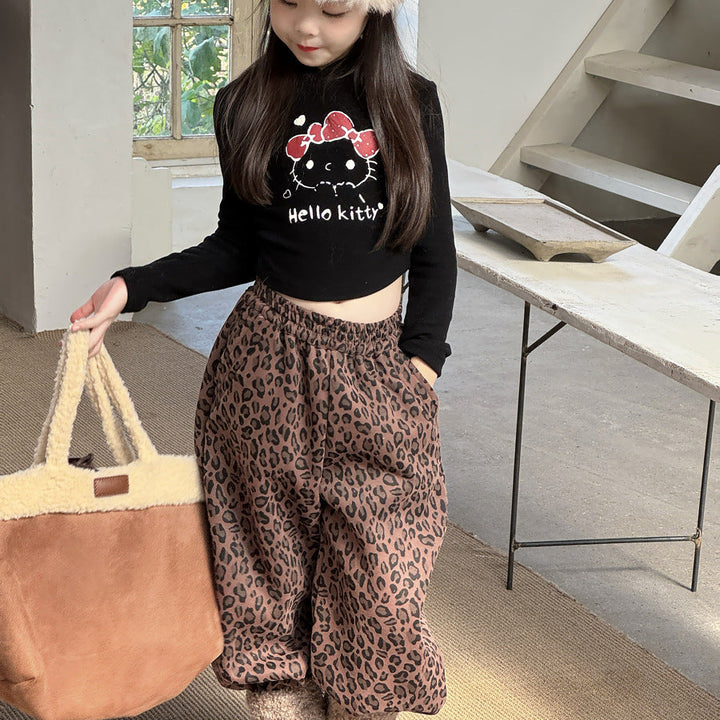 【90-150】レオパード柄リラックスパンツ