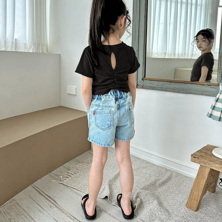 【100-150】バックオープン＆シャーリングTシャツ