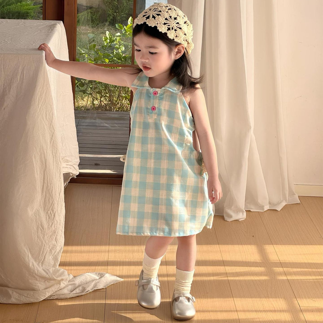 【90-140】ウエストカットノースリーブワンピース