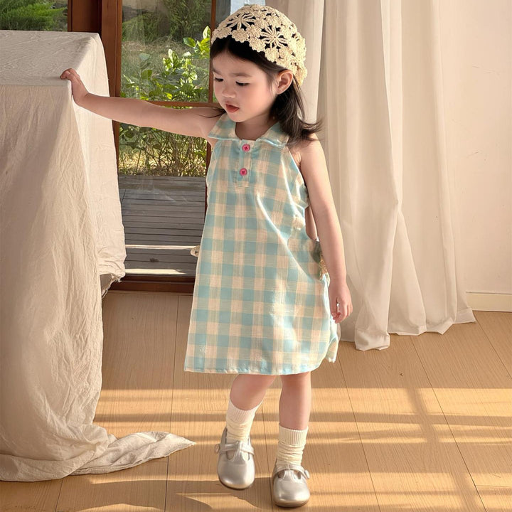 【90-140】ウエストカットノースリーブワンピース