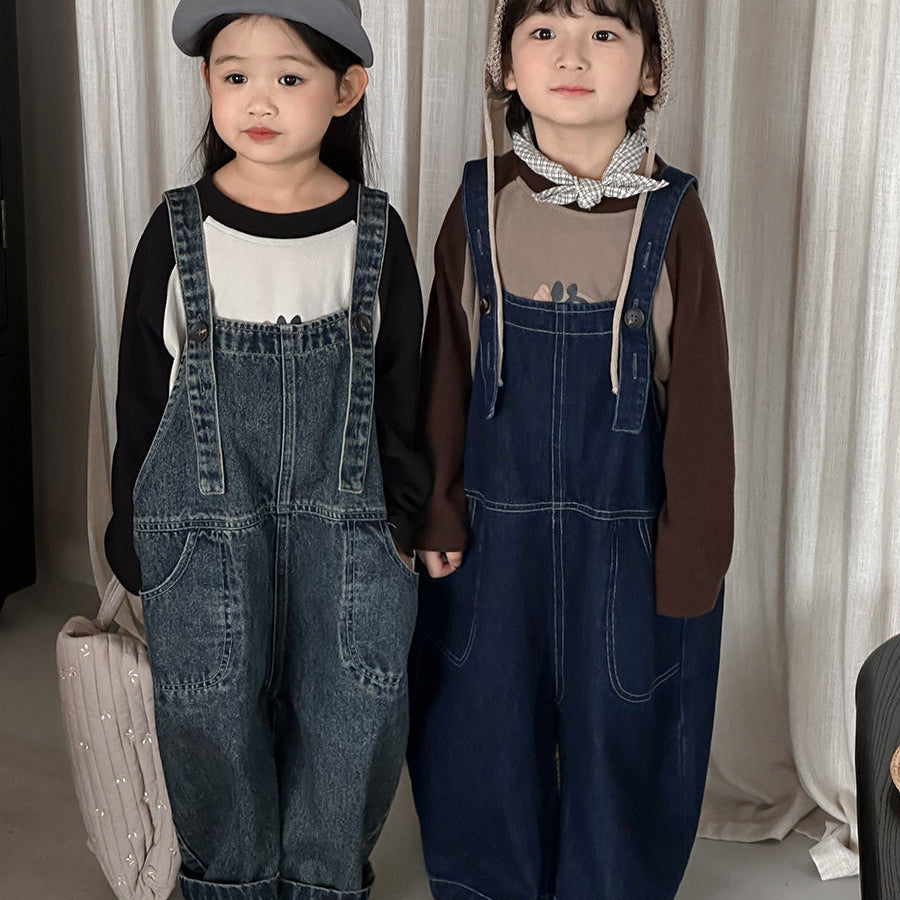 【80-140】ワイドデニムサロペット