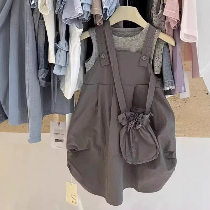 【90-140】ノースリーブ×サロペットカーゴスカート