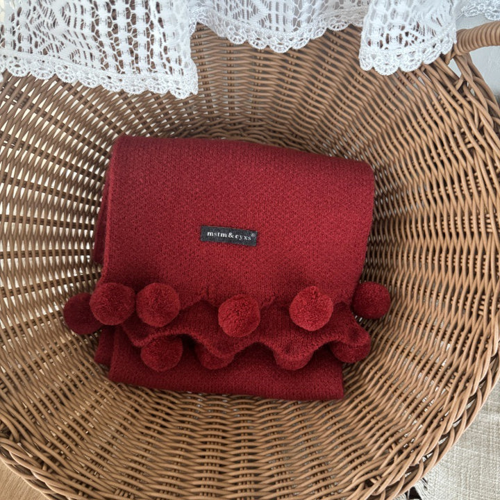 ポンポンデザインマフラー