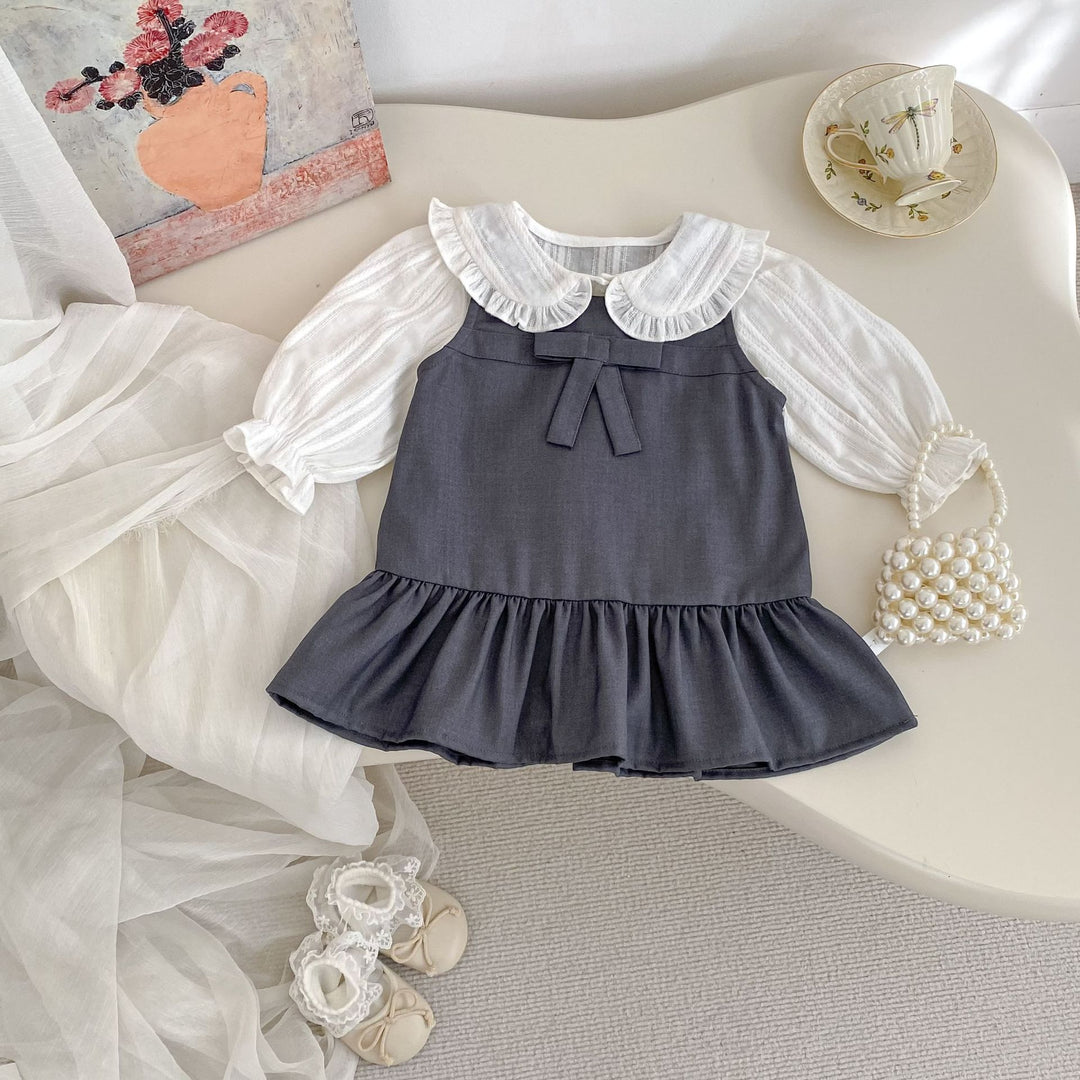 【73-120】フロントリボンデザイン切替ワンピース