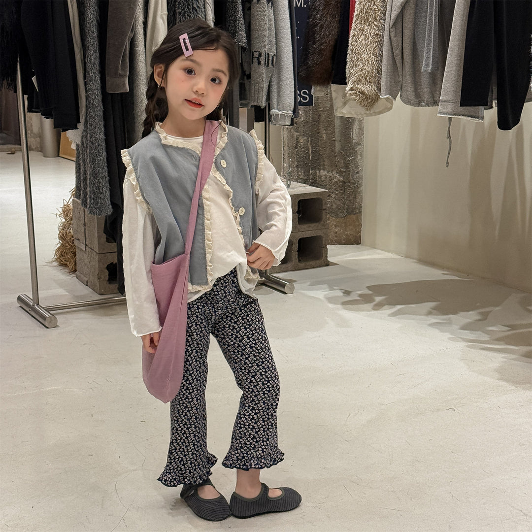 【80-130】フリルヘムロングパンツ