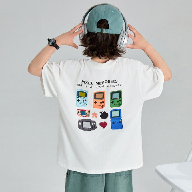 【110-150】ゲームプリントTシャツ