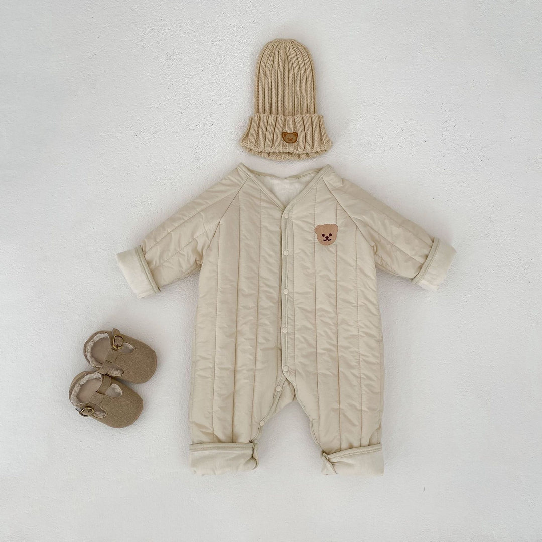 【73-90】ワンポイントベアあったかロンパース