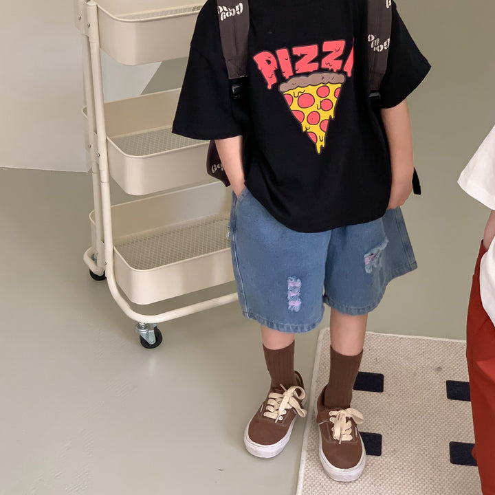 【90-150】PIZZAプリントTシャツ