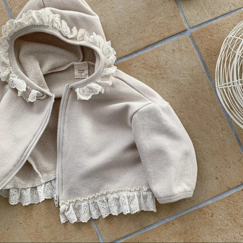 【73-100】レースデザインフルジップパーカー