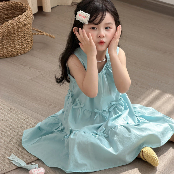 【90-140】リボンモチーフノースリワンピース