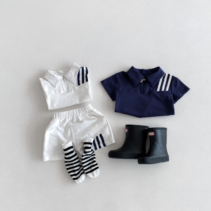 【80-130】スリーラインハーフジップセットアップ