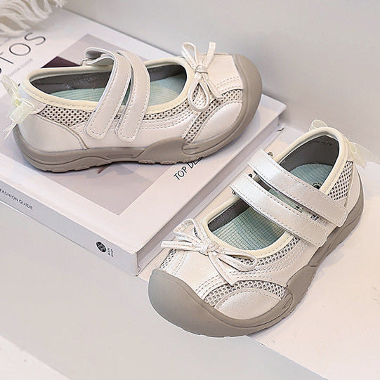 【14.5-21.5】リボンデザインメッシュサンダル