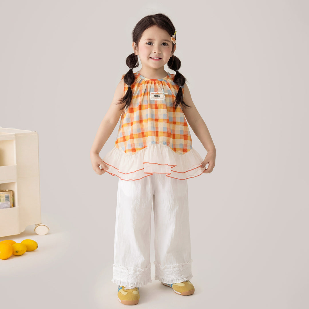 【90-150】マルチカラーギンガムチェックノースリーブ