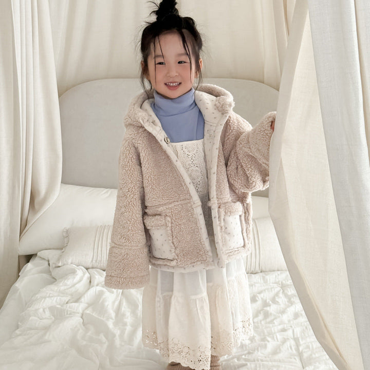 【90-140】フード付きリバーシブルショートコート