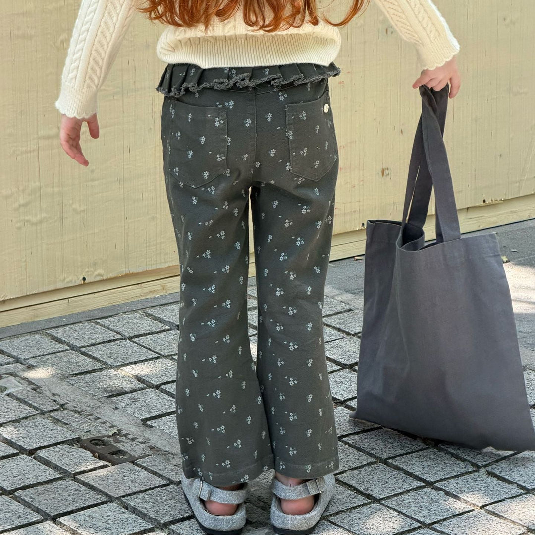 【90-150】ウエストフリルフレアロングパンツ