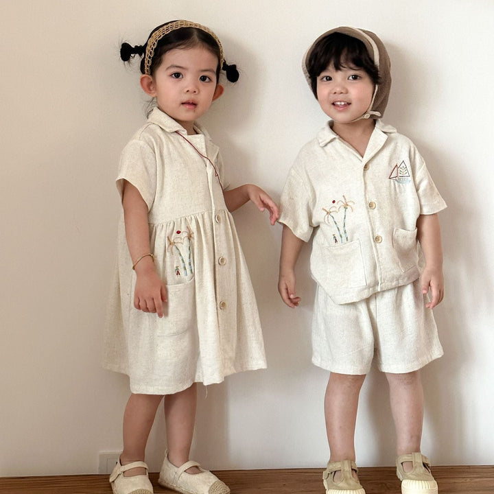 【80-150】ナチュラル半袖セットアップ