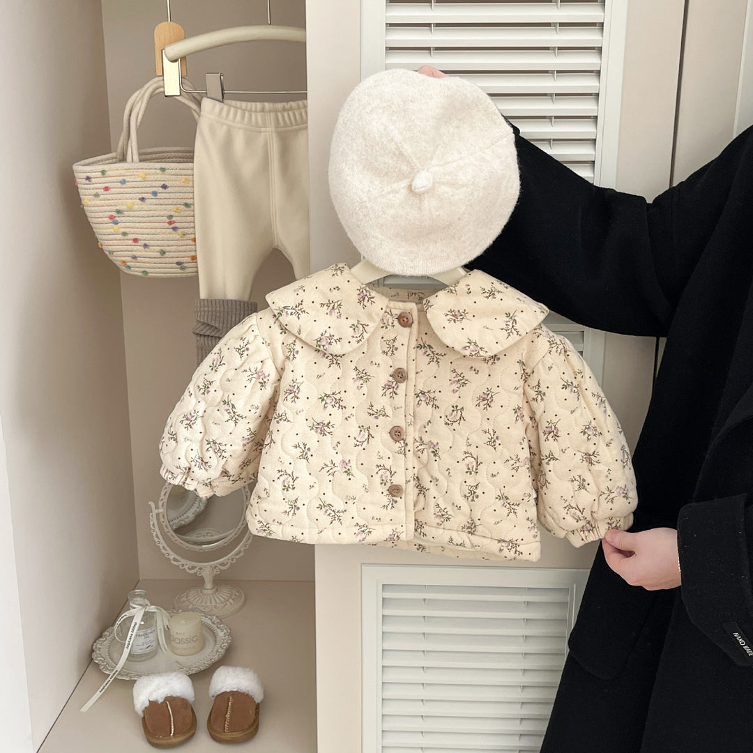 【73-100】襟付きボタニカル柄ジャケット