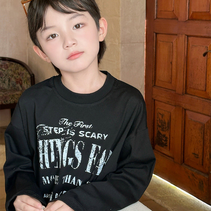 【90-150】フロントロゴ長袖Tシャツ