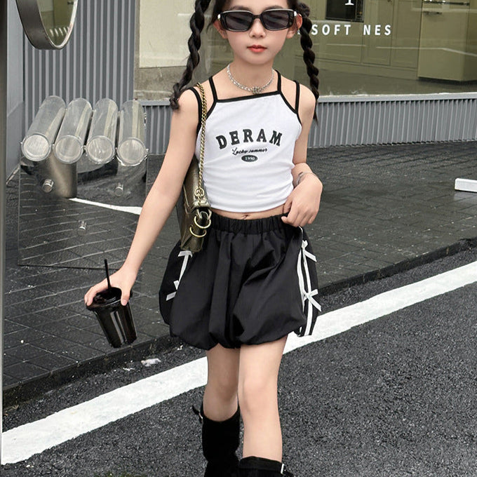 【120-150】サイドリボンバルーンショートパンツ