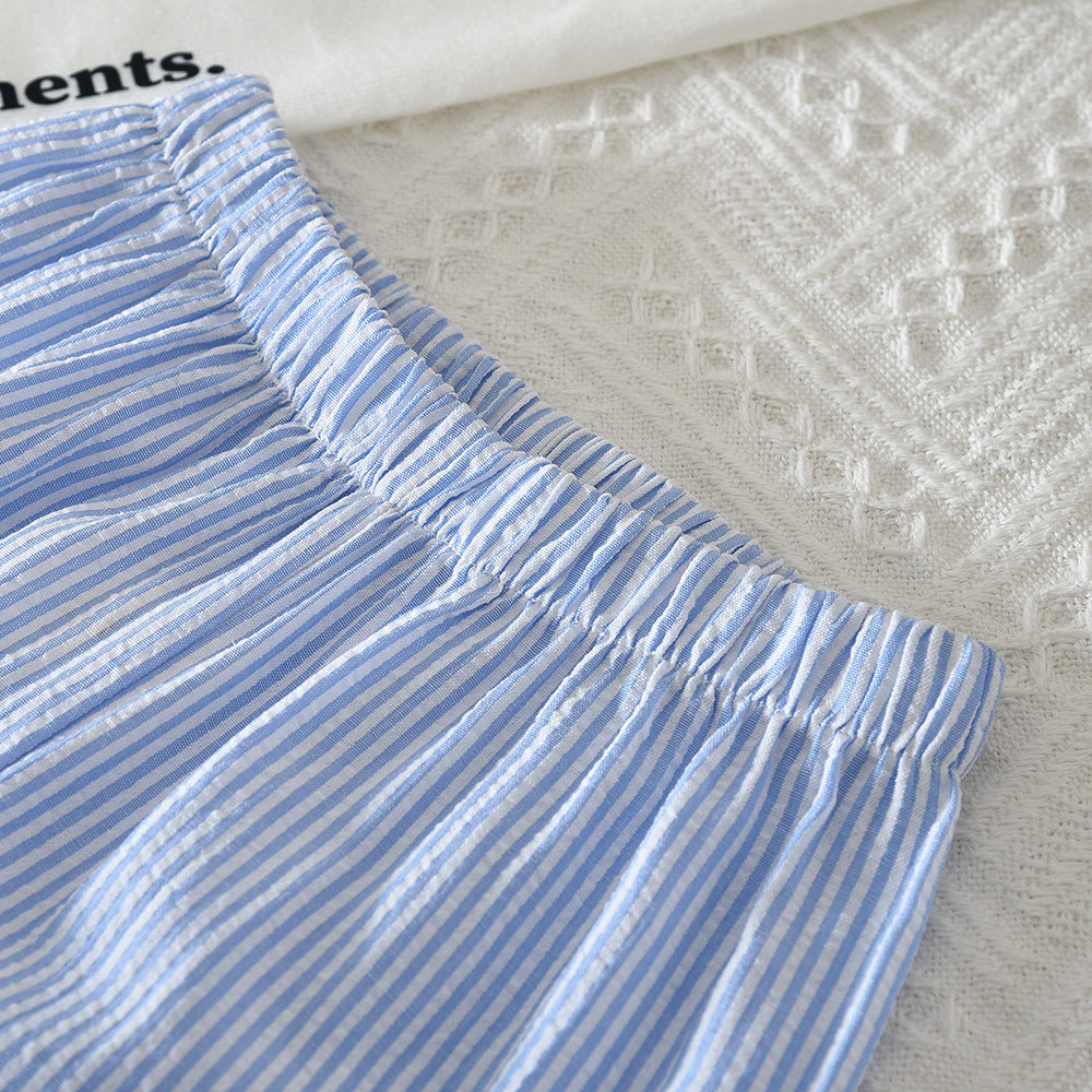 【100-140】リボン刺繍ストライプセットアップ