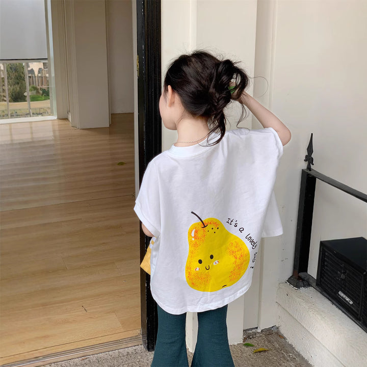 【90-140】洋ナシデザインフレアTシャツ