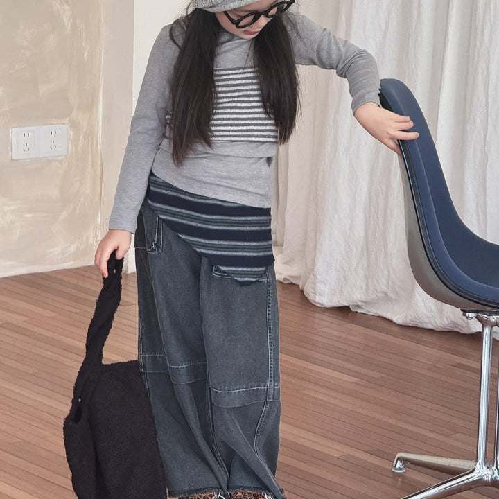 【90-150】カットオフストレートデニムパンツ