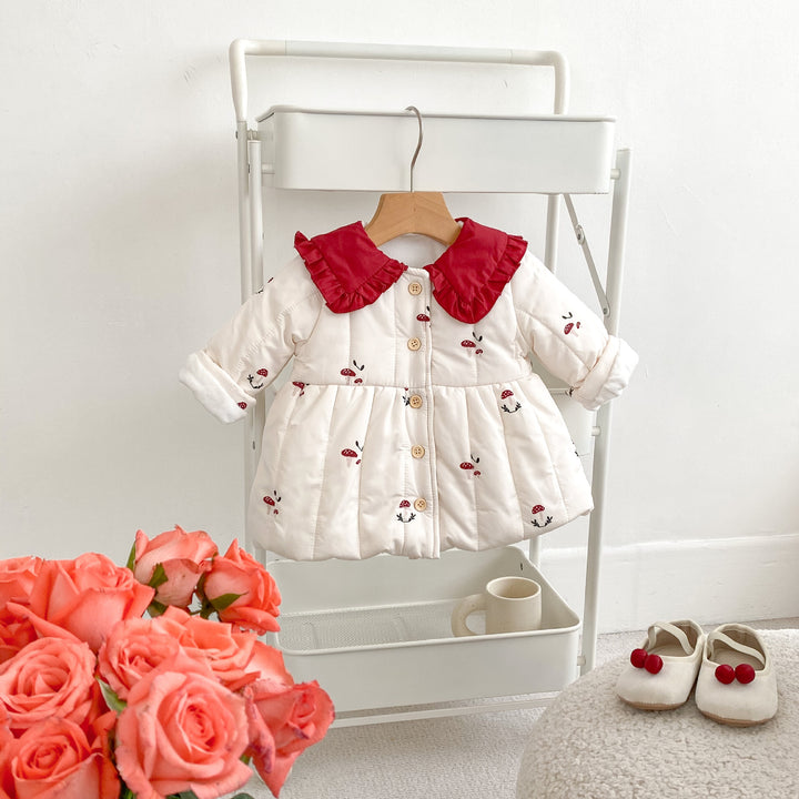 【73-100】きのこ柄裏フリースコート