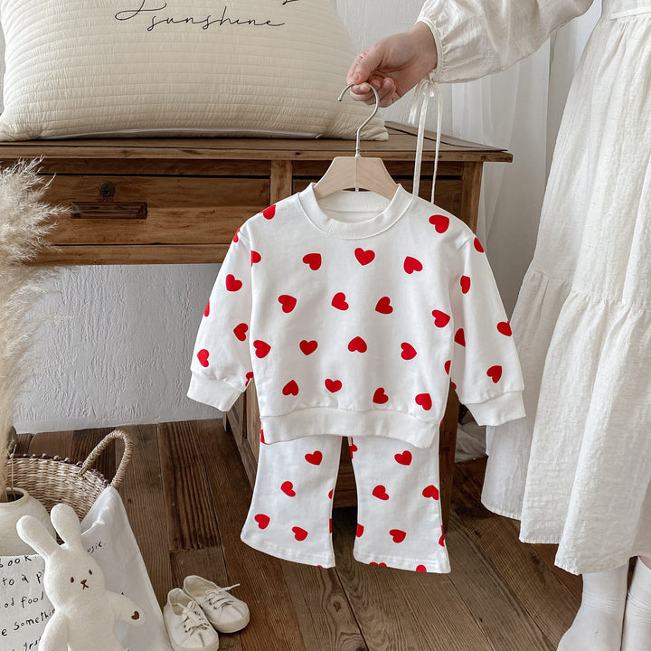 【80-130】ハート柄スウェットセットアップ