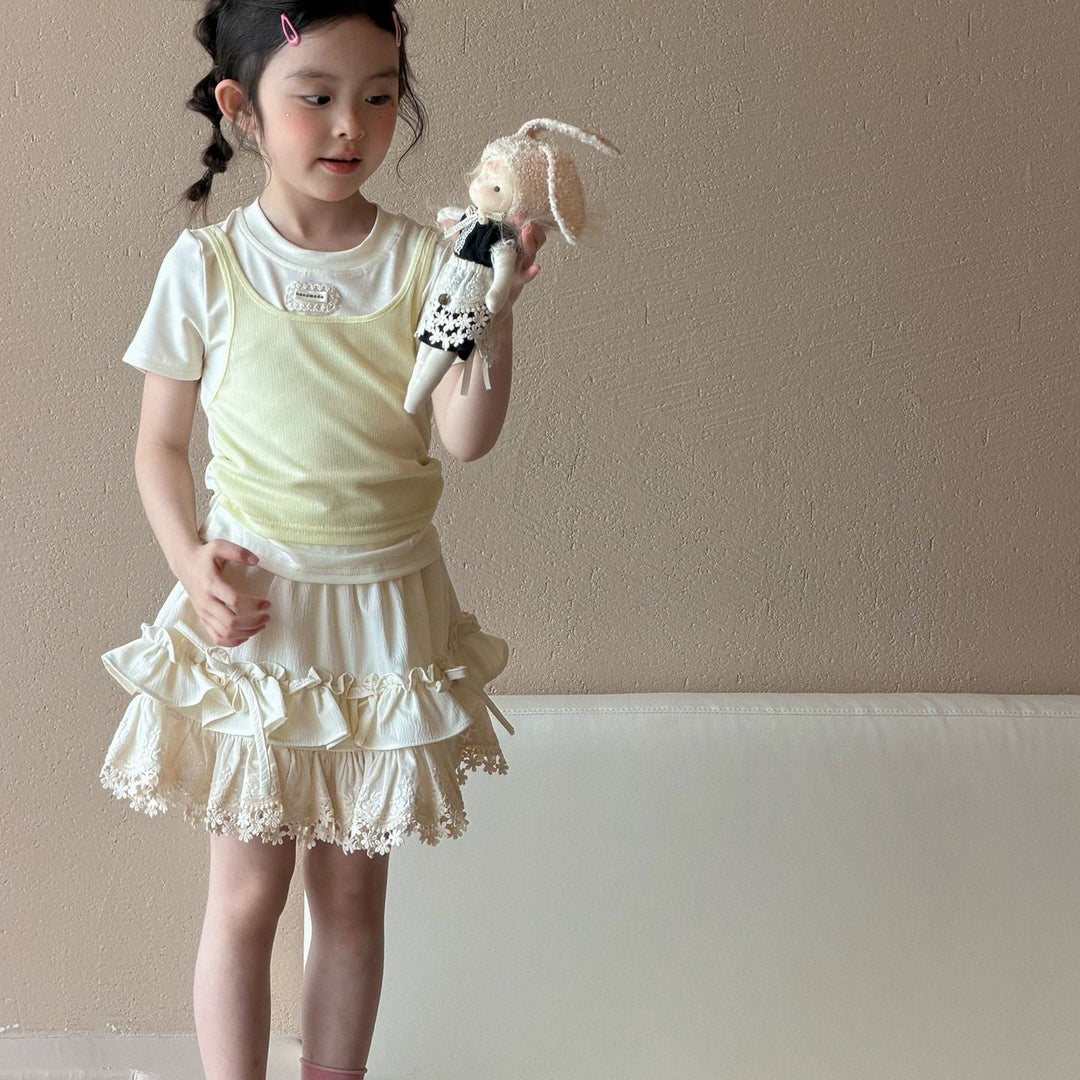 【90-150】フリル＆レースデザインスカート