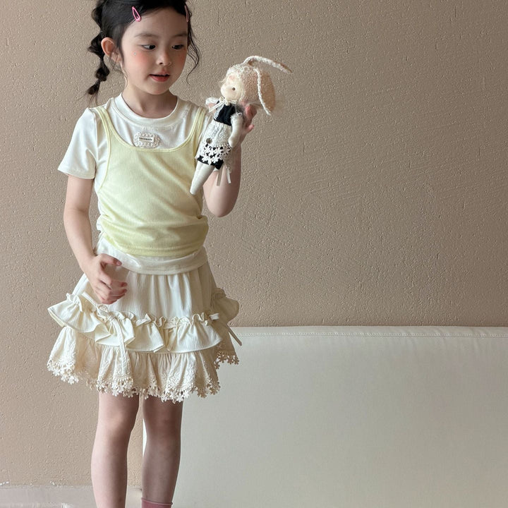 【90-150】フリル＆レースデザインスカート