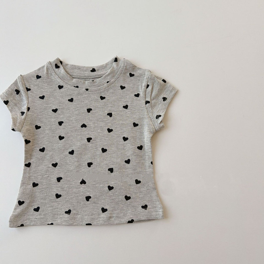 【90-150】ミニハート柄Tシャツ