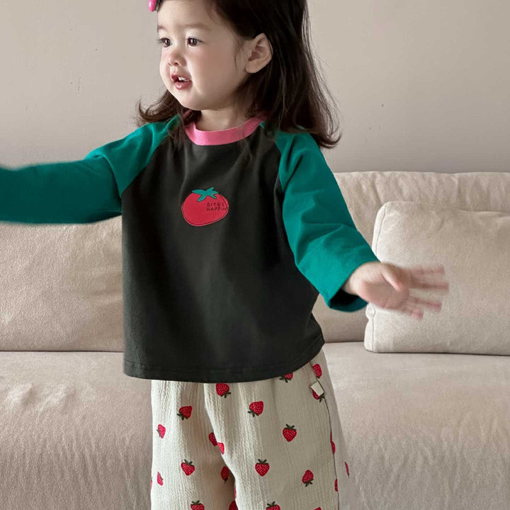 【73-110】いちご柄ロングパンツ