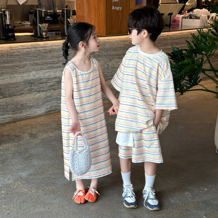 【90-150】マルチボーダーノースリワンピース