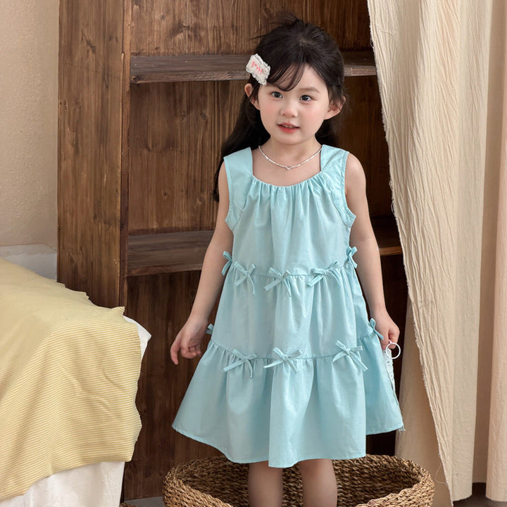 【90-140】リボンモチーフノースリワンピース