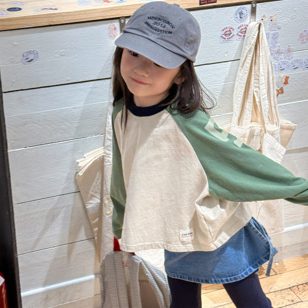 【80-130】サイドナンバーラグランスリーブトップス